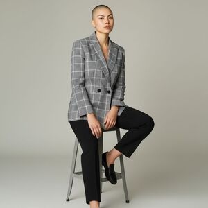 NWOT H&M double breasted women's androgynous grey plaid blazer size 10